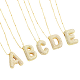 Bubble letter initial necklace set | Gold 18k