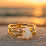 Alba di Mare | Gold Ring with Moonstone and 925 Silver
