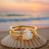 Alba di Mare | Gold Ring with Moonstone and 925 Silver