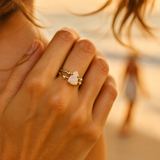 Alba di Mare | Gold Ring with Moonstone and 925 Silver