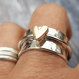 Mely - Gold Heart Silver Ring