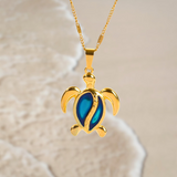 Golden Turtle | Blue Opal Gold Turtle Necklace