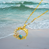 Golden Dolphin | Blue Crystal Dolphin Necklace