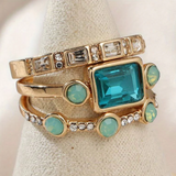 Ocean - Vintage Crystal Ring Set