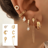 18K GOLD HOOP & DANGLE EARRING SET