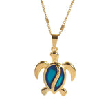 Golden Turtle | Blue Opal Gold Turtle Necklace