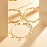 Coastal Charm 3-Piece Layered Anklet Set | Gold 18k