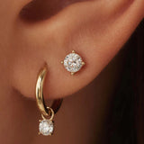 Larmes de Lune Stone Stud Earrings | Gold 14k