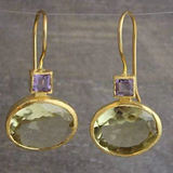 Vintage Golden Green Crystal Earrings